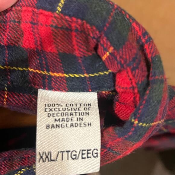 Chap's Men's Size XXL Plaid Flannel Button Down. Holiday Red & Hunter Green - Picture 9 of 9